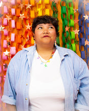 Load image into Gallery viewer, Cross Stitched Rainbow Heart Earrings