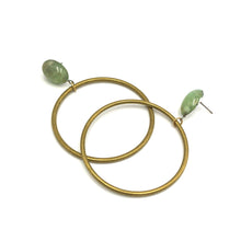 Load image into Gallery viewer, Sage Satin Brass Loop Earrings