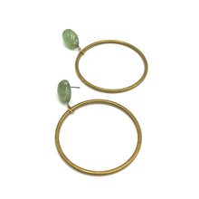 Load image into Gallery viewer, Sage Satin Brass Loop Earrings