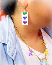 Load image into Gallery viewer, Cross Stitched Rainbow Heart Earrings