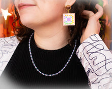 Load image into Gallery viewer, Crafty Quilt Squares Rainbow Dangle Earrings