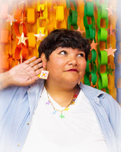 Load image into Gallery viewer, Crafty Quilt Squares Rainbow Dangle Earrings