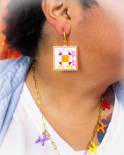 Load image into Gallery viewer, Crafty Quilt Squares Rainbow Dangle Earrings