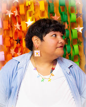 Load image into Gallery viewer, Crafty Quilt Squares Rainbow Dangle Earrings