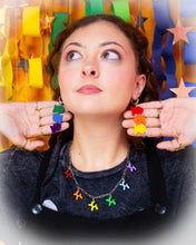 Load image into Gallery viewer, Rainbow Cracker Fish Dangle Earrings