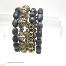 Load image into Gallery viewer, Charcoal Aura &amp; Pewter Stack and Stretch Bracelets Set