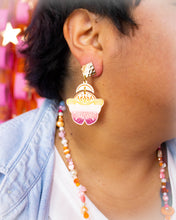 Load image into Gallery viewer, Moth Rainbow Pride Statement Dangle Earrings