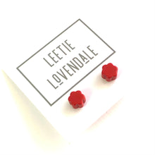 Load image into Gallery viewer, Tomato Red Deco Daisy Flower Stud Earrings
