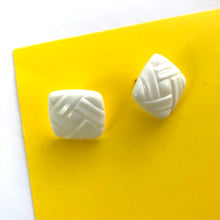 Load image into Gallery viewer, White Picnic Square Stud Earrings