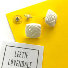 Load image into Gallery viewer, White Picnic Square Stud Earrings