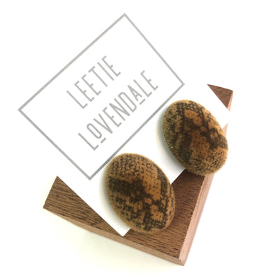 Snakeskin Velvet Flocked Oval Lucite Stud Earrings