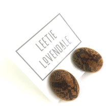 Load image into Gallery viewer, Snakeskin Velvet Flocked Oval Lucite Stud Earrings