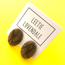 Load image into Gallery viewer, Snakeskin Velvet Flocked Oval Lucite Stud Earrings