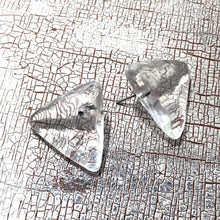 Load image into Gallery viewer, Clear Mottled Lucite Triangle Stud Earrings