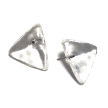 Load image into Gallery viewer, Clear Mottled Lucite Triangle Stud Earrings
