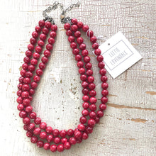 Load image into Gallery viewer, Cranberry Matrix Beaded Morgan Necklace