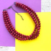 Load image into Gallery viewer, Cranberry Matrix Beaded Morgan Necklace