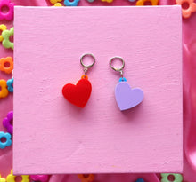 Load image into Gallery viewer, Rainbow Stacked Heart Huggies