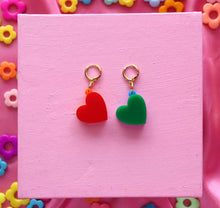 Load image into Gallery viewer, Rainbow Stacked Heart Huggies