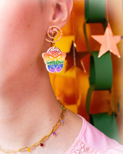 Load image into Gallery viewer, Moth Rainbow Pride Statement Dangle Earrings