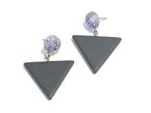 Load image into Gallery viewer, Lavender Sparkle and Grey Triangle Drop Earrings