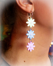 Load image into Gallery viewer, Pastel Rainbow Flower Statement Earrings