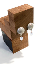 Load image into Gallery viewer, Marbled Grey &amp; Blue Opal Geometric Drop Earrings