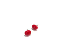 Load image into Gallery viewer, Small Cherry Red Oval Studs | Bright Red Minimalist Earrings