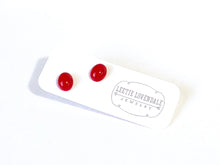 Load image into Gallery viewer, Small Cherry Red Oval Studs | Bright Red Minimalist Earrings