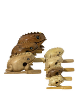 Load image into Gallery viewer, 6" Natural Wooden Musical Frog Percussion Instrument