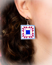 Load image into Gallery viewer, Crafty Quilt Squares Rainbow Dangle Earrings