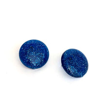 Load image into Gallery viewer, Blue Glitter Lucite Retro Button Stud Earrings