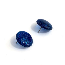 Load image into Gallery viewer, Blue Glitter Lucite Retro Button Stud Earrings
