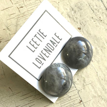 Load image into Gallery viewer, Ghost Grey Marbled Retro Button Stud Earrings