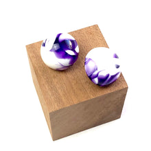 Load image into Gallery viewer, Purple Cherry Bomb Marbled Retro Button Stud Earrings