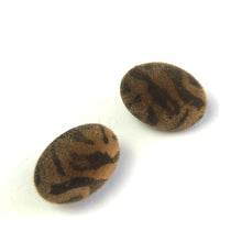 Load image into Gallery viewer, Tiger Striped Velvet Flocked Oval Lucite Stud Earrings