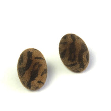 Load image into Gallery viewer, Tiger Striped Velvet Flocked Oval Lucite Stud Earrings