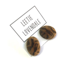 Load image into Gallery viewer, Tiger Striped Velvet Flocked Oval Lucite Stud Earrings