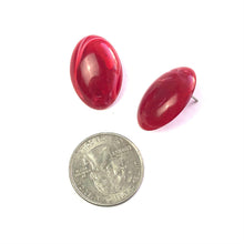 Load image into Gallery viewer, Ruby Red Marbled Oval Lucite Stud Earrings