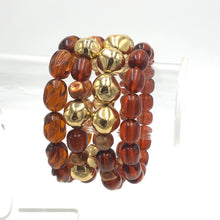 Load image into Gallery viewer, Tortoise &amp; Gold Stack and Stretch Bracelets Set
