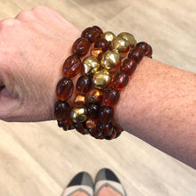 Load image into Gallery viewer, Tortoise &amp; Gold Stack and Stretch Bracelets Set