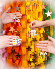 Load image into Gallery viewer, Cross Stitched Rainbow Heart Earrings