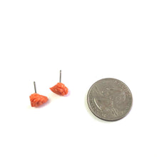 Load image into Gallery viewer, Carved Coral Curly Leaf Stud Earrings
