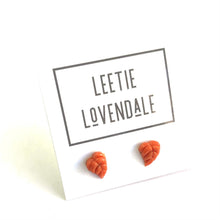 Load image into Gallery viewer, Carved Coral Curly Leaf Stud Earrings