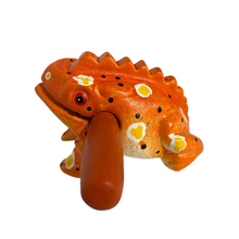 Load image into Gallery viewer, 4" Wooden Musical Frog - Pumpkin Design (Percussion Instrument)