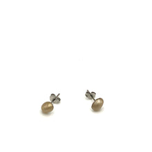Load image into Gallery viewer, Marbled Bronze Beige Tiny Oval Stud Earrings