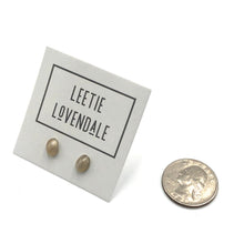 Load image into Gallery viewer, Marbled Bronze Beige Tiny Oval Stud Earrings