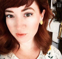 Load image into Gallery viewer, Khaki Green Lucite Disc Stud Earrings