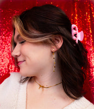 Load image into Gallery viewer, Single Thread of Gold Tied me to You-Heart Chain Earrings