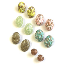 Load image into Gallery viewer, Lemon Yellow Metallic Glitter Oval Button Studs